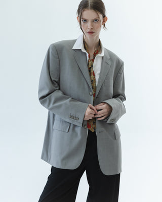 Wool Blazer in Light Gray