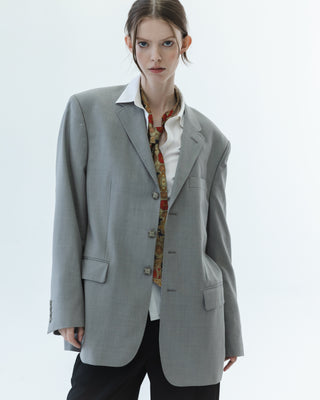 Wool Blazer in Light Gray