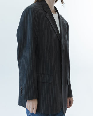 Classic Oversized Blazer in Dark Gray Pinstripe