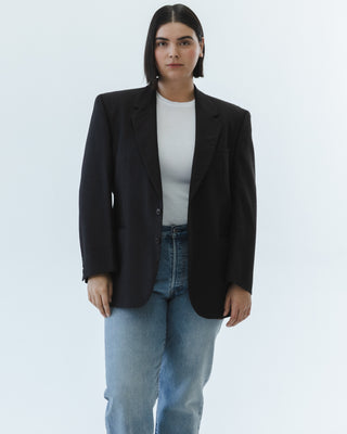 Wool Blazer in Brown Pinstripe