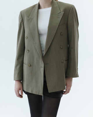 Wool Double Breasted Blazer in Taupe