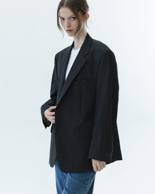 Wool Blazer in Charcoal Gray