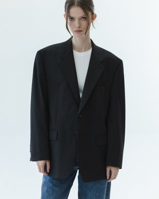Wool Blazer in Charcoal Gray