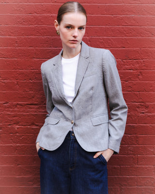 Wool Schoolboy Blazer in Gray