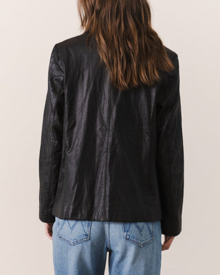 Dark Brown Croc Leather Jacket