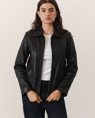 Dark Brown Croc Leather Jacket