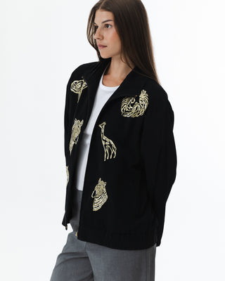 Animal Design Silky Bomber Jacket