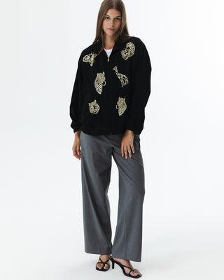 Animal Design Silky Bomber Jacket