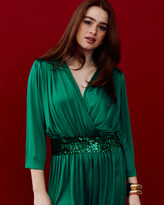 70's Sequin Detail Jumpsuit in Green