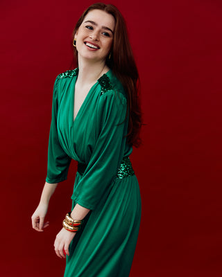 70's Sequin Detail Jumpsuit in Green