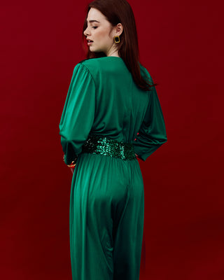 70's Sequin Detail Jumpsuit in Green