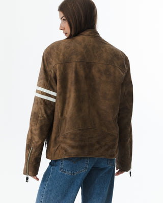 Vintage Sporty Leather Jacket Brown