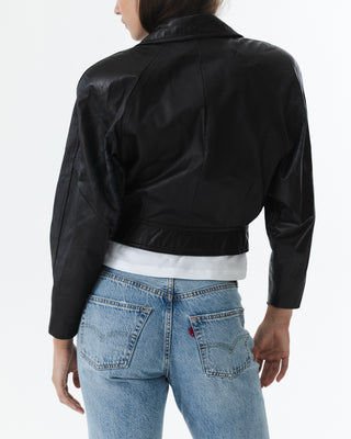 Vintage Black Cropped Leather Jacket