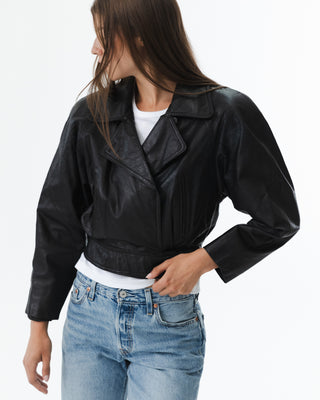 Vintage Black Cropped Leather Jacket