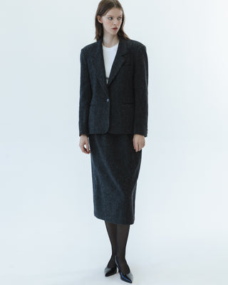 Wool Skirt and Blazer Suit in Dark Gray