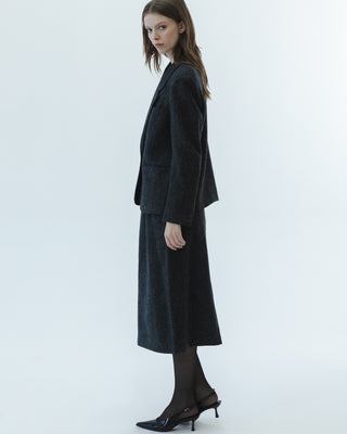 Wool Skirt and Blazer Suit in Dark Gray