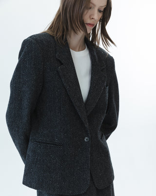 Wool Skirt and Blazer Suit in Dark Gray