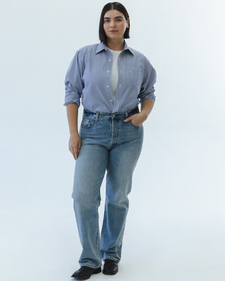 Classic Button Down in Blue and White Stripe