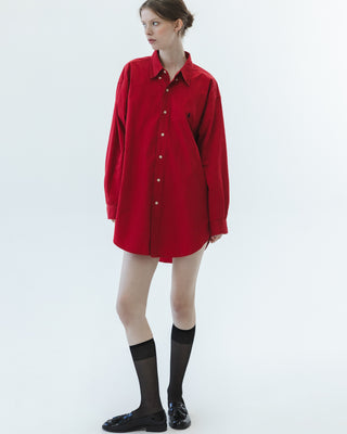 Cotton Button Down in Red