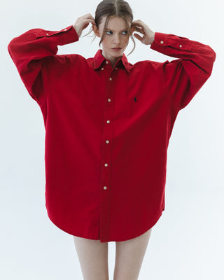 Cotton Button Down in Red