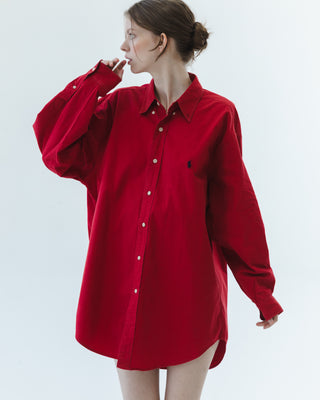 Cotton Button Down in Red