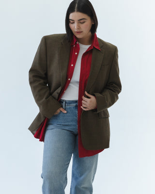 Cotton Button Down in Red