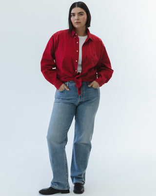 Cotton Button Down in Red