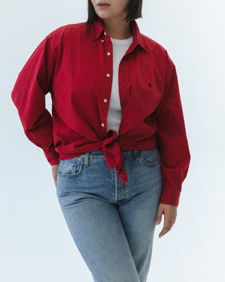 Cotton Button Down in Red