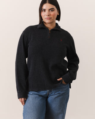 Dark Gray Soft Polo Sweater