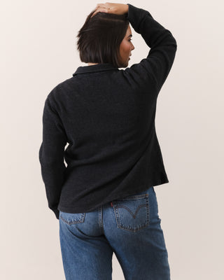 Dark Gray Soft Polo Sweater
