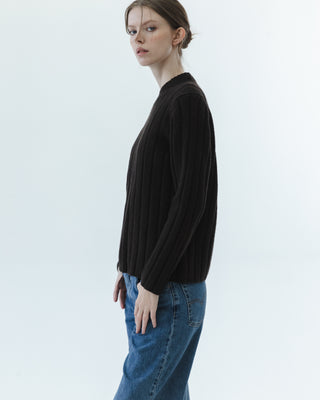 Vintage Wool Ribbed Sweater in Brown