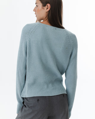Minimalist Blue Ribbed Sweater