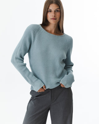 Minimalist Blue Ribbed Sweater