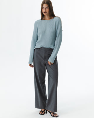 Minimalist Blue Ribbed Sweater