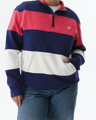 Cotton Stripe Half-zip Sweatshirt
