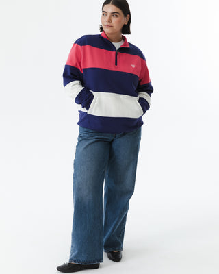 Cotton Stripe Half-zip Sweatshirt
