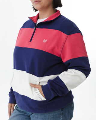 Cotton Stripe Half-zip Sweatshirt