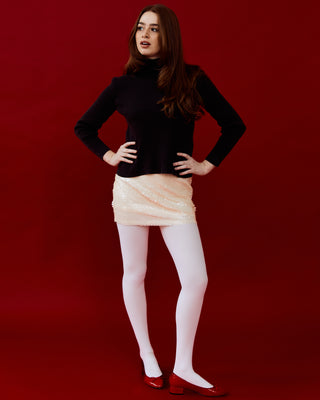 Cotton Ribbed Turtleneck in Dark Brown