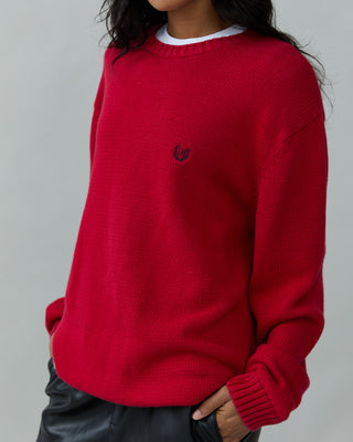 Cotton Crewneck Sweater in Red
