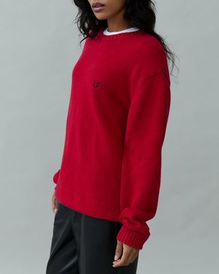Cotton Crewneck Sweater in Red