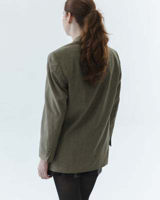 Wool Double Breasted Blazer in Taupe