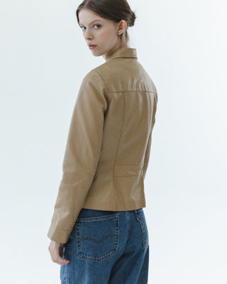 Leather Blazer Jacket in Tan