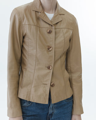 Leather Blazer Jacket in Tan