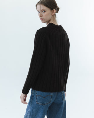 Vintage Wool Ribbed Sweater in Brown