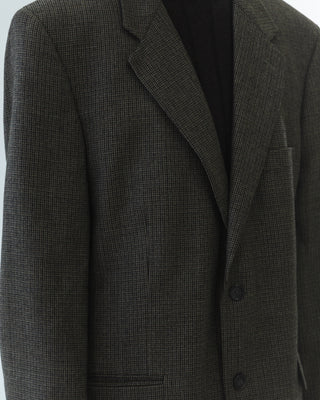 Wool and Cashmere Blazer in Micro Plaid