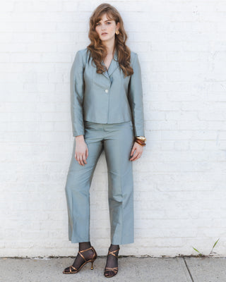 Vintage Silk Metallic Suit in Blue-green